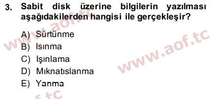 2015 Temel Bilgi Teknolojileri 2 Arasınav 3. Çıkmış Sınav Sorusu