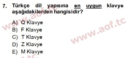 2015 Temel Bilgi Teknolojileri 2 Arasınav 7. Çıkmış Sınav Sorusu