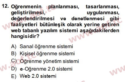 2015 Temel Bilgi Teknolojileri 2 Final 12. Çıkmış Sınav Sorusu