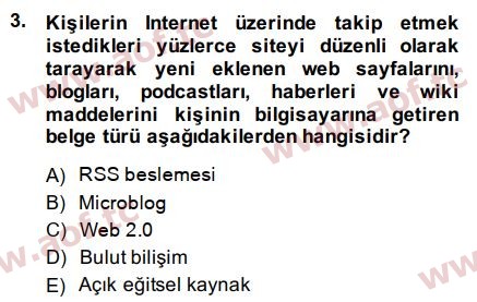 2015 Temel Bilgi Teknolojileri 2 Final 3. Çıkmış Sınav Sorusu