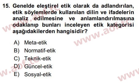 2016 Temel Bilgi Teknolojileri 2 Arasınav 15. Çıkmış Sınav Sorusu