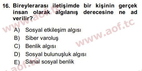 2016 Temel Bilgi Teknolojileri 2 Arasınav 16. Çıkmış Sınav Sorusu