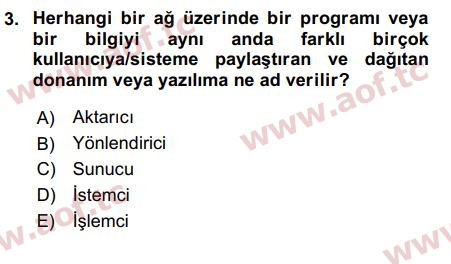 2016 Temel Bilgi Teknolojileri 2 Arasınav 3. Çıkmış Sınav Sorusu