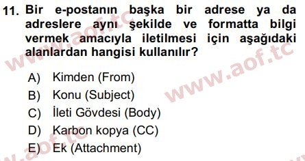 2016 Temel Bilgi Teknolojileri 2 Final 11. Çıkmış Sınav Sorusu