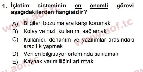 2017 Temel Bilgi Teknolojileri 2 Arasınav 1. Çıkmış Sınav Sorusu