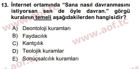 2017 Temel Bilgi Teknolojileri 2 Arasınav 13. Çıkmış Sınav Sorusu