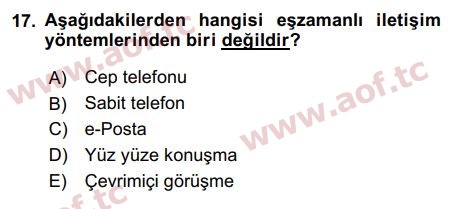 2017 Temel Bilgi Teknolojileri 2 Arasınav 17. Çıkmış Sınav Sorusu