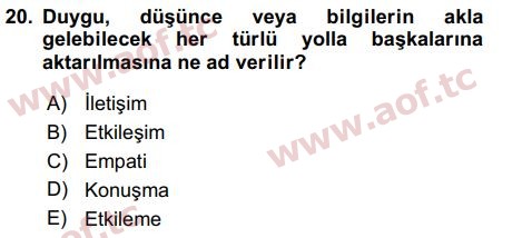 2017 Temel Bilgi Teknolojileri 2 Arasınav 20. Çıkmış Sınav Sorusu