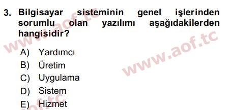 2017 Temel Bilgi Teknolojileri 2 Arasınav 3. Çıkmış Sınav Sorusu