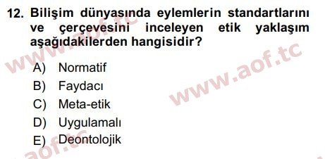 2018 Temel Bilgi Teknolojileri 2 Arasınav 12. Çıkmış Sınav Sorusu