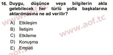 2018 Temel Bilgi Teknolojileri 2 Arasınav 16. Çıkmış Sınav Sorusu