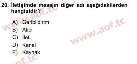 2018 Temel Bilgi Teknolojileri 2 Arasınav 20. Çıkmış Sınav Sorusu