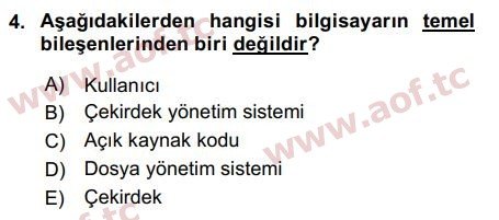 2018 Temel Bilgi Teknolojileri 2 Arasınav 4. Çıkmış Sınav Sorusu