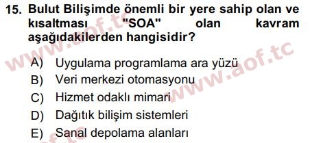 2018 Temel Bilgi Teknolojileri 2 Final 15. Çıkmış Sınav Sorusu