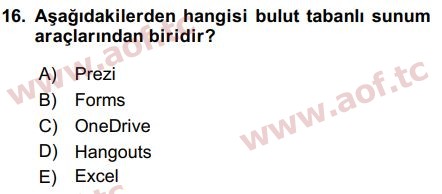 2018 Temel Bilgi Teknolojileri 2 Final 16. Çıkmış Sınav Sorusu