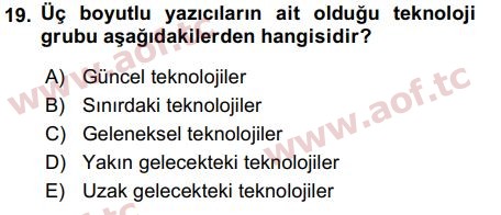 2018 Temel Bilgi Teknolojileri 2 Final 19. Çıkmış Sınav Sorusu