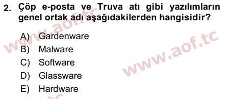 2018 Temel Bilgi Teknolojileri 2 Final 2. Çıkmış Sınav Sorusu