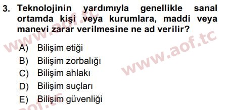 2018 Temel Bilgi Teknolojileri 2 Final 3. Çıkmış Sınav Sorusu