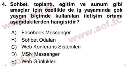 2018 Temel Bilgi Teknolojileri 2 Final 4. Çıkmış Sınav Sorusu