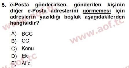 2018 Temel Bilgi Teknolojileri 2 Final 5. Çıkmış Sınav Sorusu