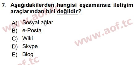 2018 Temel Bilgi Teknolojileri 2 Final 7. Çıkmış Sınav Sorusu