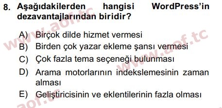 2018 Temel Bilgi Teknolojileri 2 Final 8. Çıkmış Sınav Sorusu