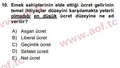 2016 Sosyal Politika Arasınav 10. Çıkmış Sınav Sorusu