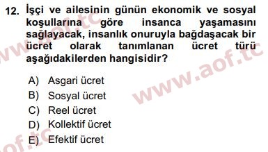 2016 Sosyal Politika Arasınav 12. Çıkmış Sınav Sorusu