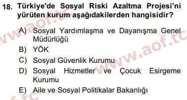 2016 Sosyal Politika Arasınav 18. Çıkmış Sınav Sorusu