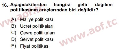 2017 Sosyal Politika Arasınav 16. Çıkmış Sınav Sorusu