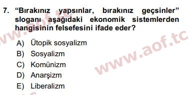 2017 Sosyal Politika Arasınav 7. Çıkmış Sınav Sorusu