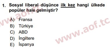 2017 Sosyal Politika Yaz Okulu 1. Çıkmış Sınav Sorusu