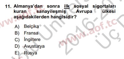 2017 Sosyal Politika Yaz Okulu 11. Çıkmış Sınav Sorusu