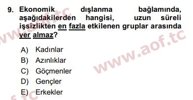 2017 Sosyal Politika Yaz Okulu 9. Çıkmış Sınav Sorusu