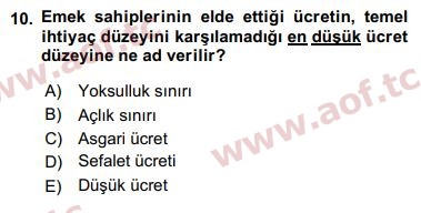 2018 Sosyal Politika Arasınav 10. Çıkmış Sınav Sorusu