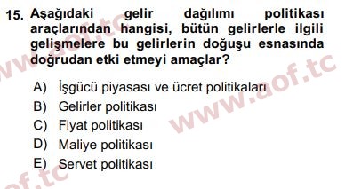 2018 Sosyal Politika Arasınav 15. Çıkmış Sınav Sorusu