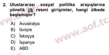 2018 Sosyal Politika Arasınav 2. Çıkmış Sınav Sorusu