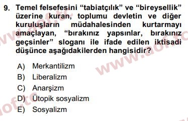 2018 Sosyal Politika Arasınav 9. Çıkmış Sınav Sorusu