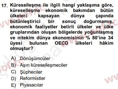 2018 Sosyal Politika Yaz Okulu 17. Çıkmış Sınav Sorusu