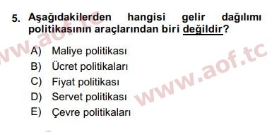 2018 Sosyal Politika Yaz Okulu 5. Çıkmış Sınav Sorusu