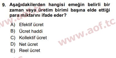 2018 Sosyal Politika Yaz Okulu 9. Çıkmış Sınav Sorusu