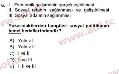 2019 Sosyal Politika Arasınav 6. Çıkmış Sınav Sorusu