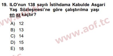 2019 Sosyal Politika Final 19. Çıkmış Sınav Sorusu