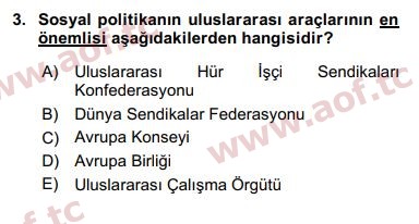 2019 Sosyal Politika Final 3. Çıkmış Sınav Sorusu