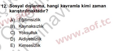 2019 Sosyal Politika Yaz Okulu 12. Çıkmış Sınav Sorusu