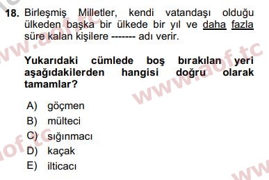 2019 Sosyal Politika Yaz Okulu 18. Çıkmış Sınav Sorusu