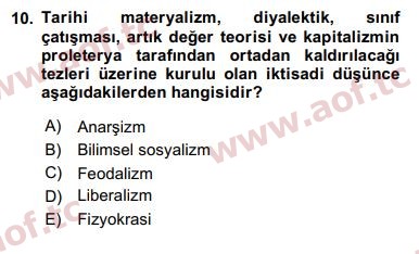 2020 Sosyal Politika Arasınav 10. Çıkmış Sınav Sorusu