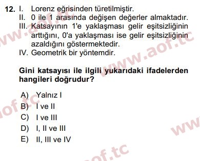 2020 Sosyal Politika Arasınav 12. Çıkmış Sınav Sorusu