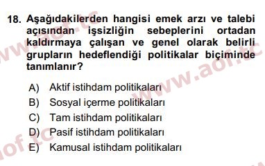 2020 Sosyal Politika Arasınav 18. Çıkmış Sınav Sorusu