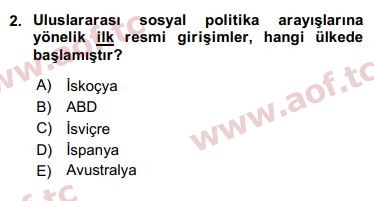 2020 Sosyal Politika Arasınav 2. Çıkmış Sınav Sorusu